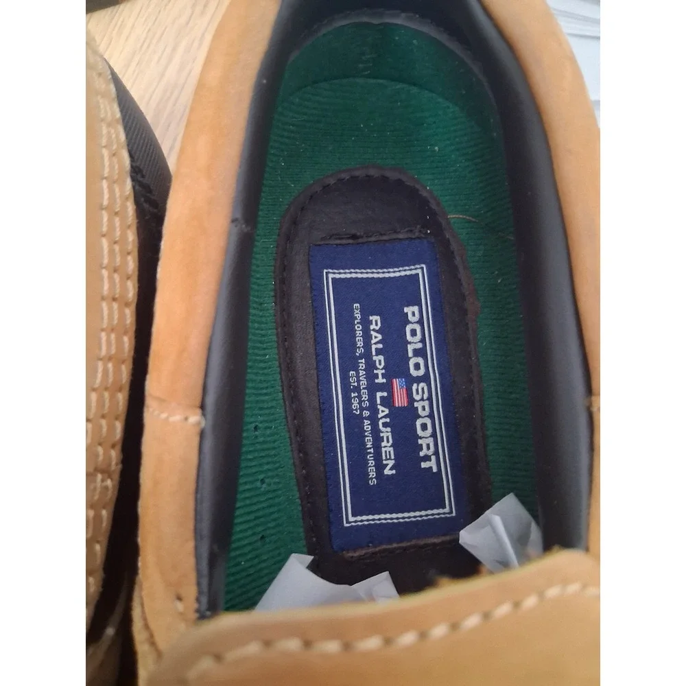 Ralph Lauren Polo Mens size‎ 9.5 Leather Chunky Lug Slip-On Comfort Preppy Shoes